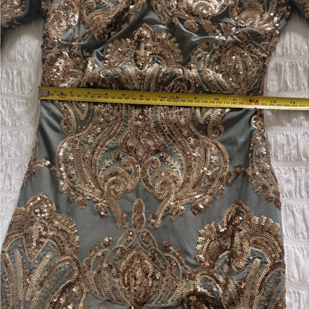 Dress the Population Sage and Gold Sequin Dress - Picture 2 of 11